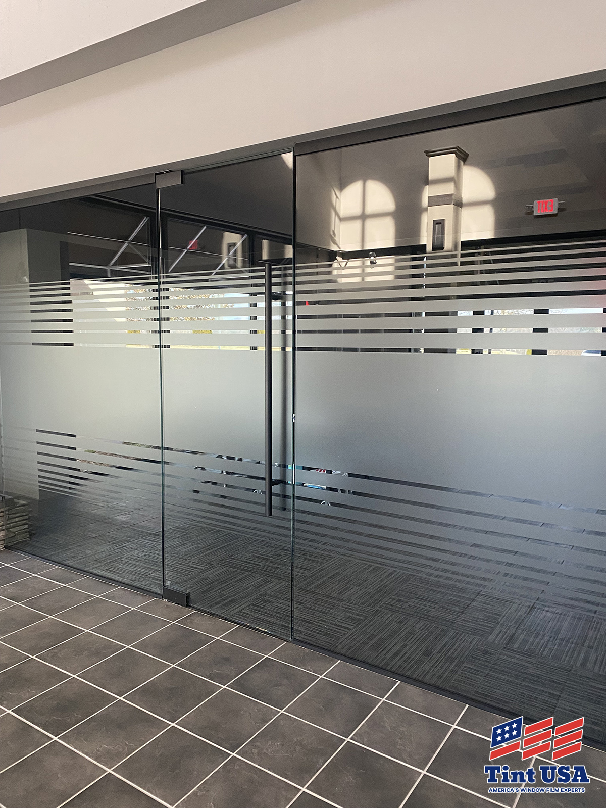 frosted window film installed in an office