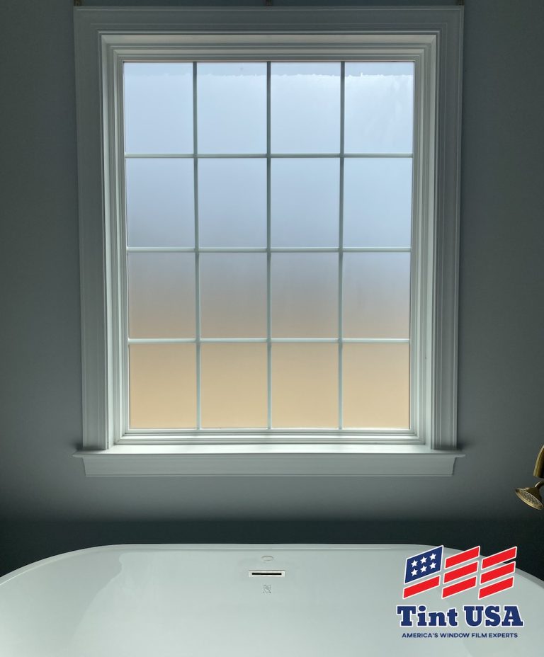 window film on bathroom window