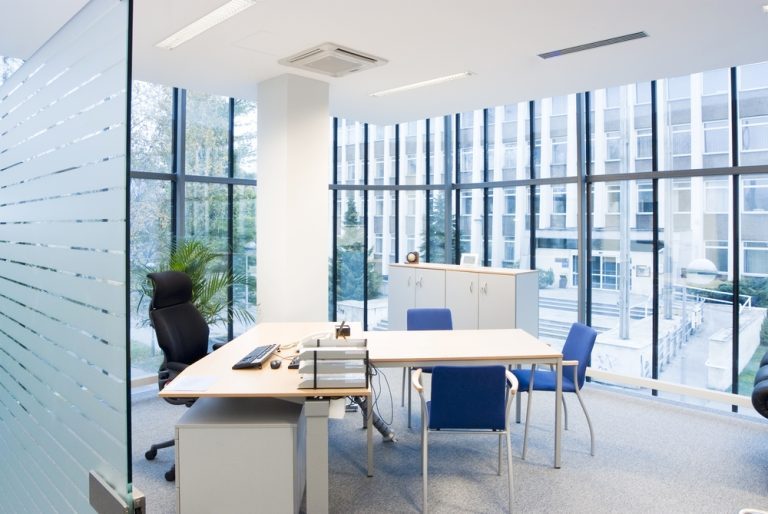decorative window film in commericial office building