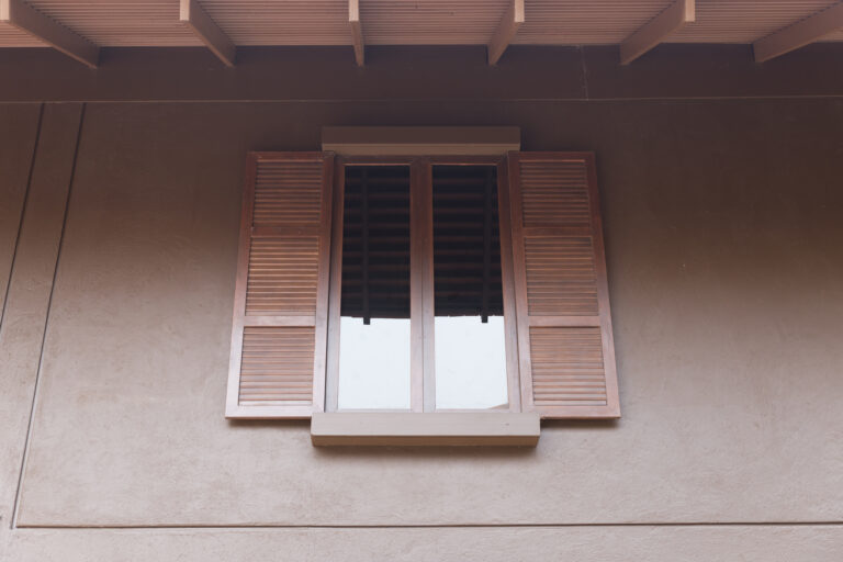 wooden window with tinted glass