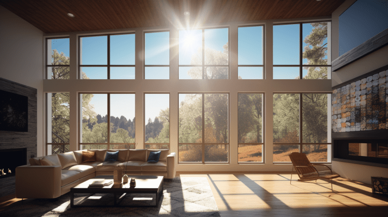 Solar window tint keeping the suns rays from glaring through a large window