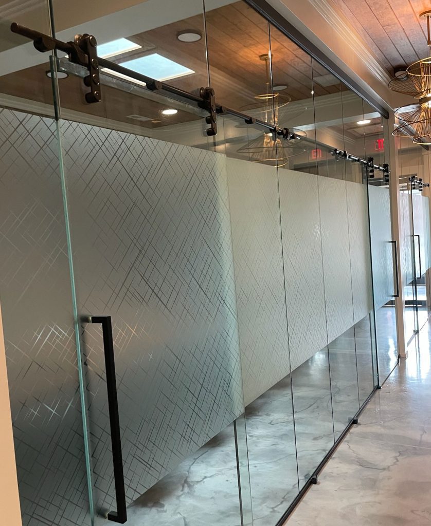 Photo of glass with frosted decorative tint