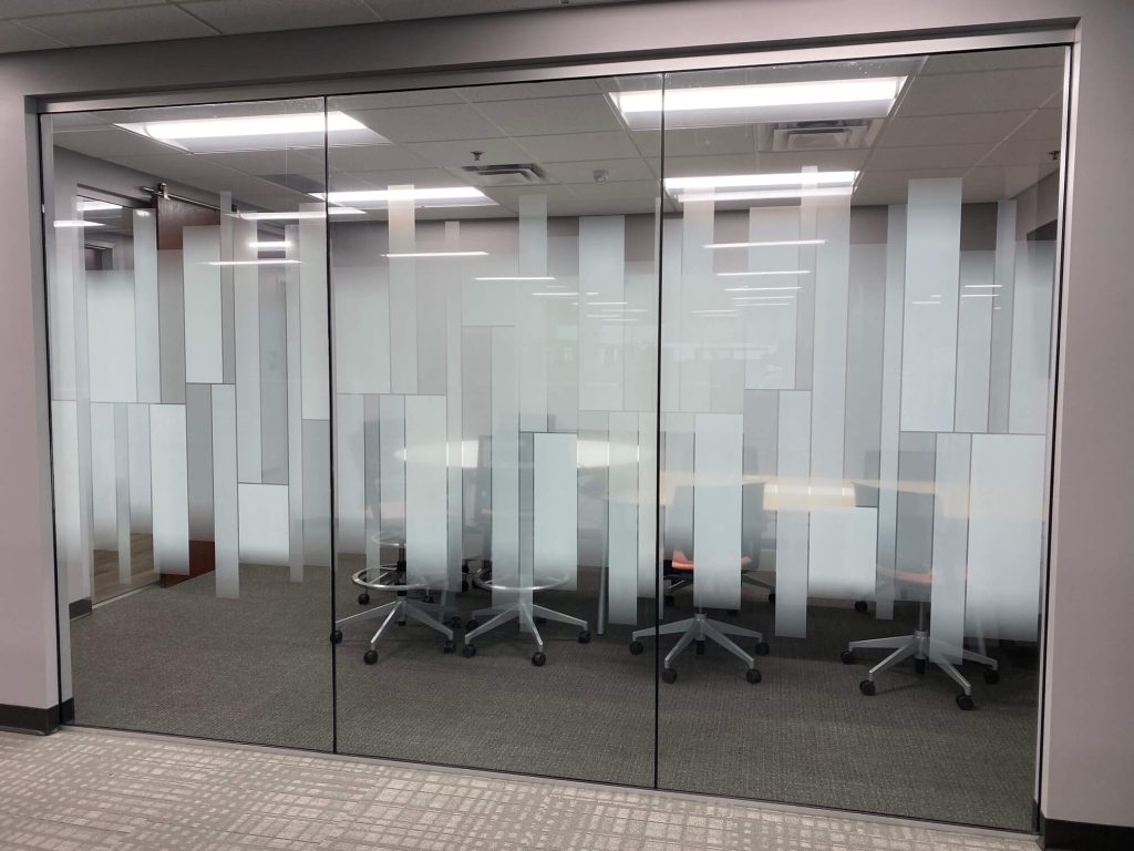 frosted decorative film on conference room windows