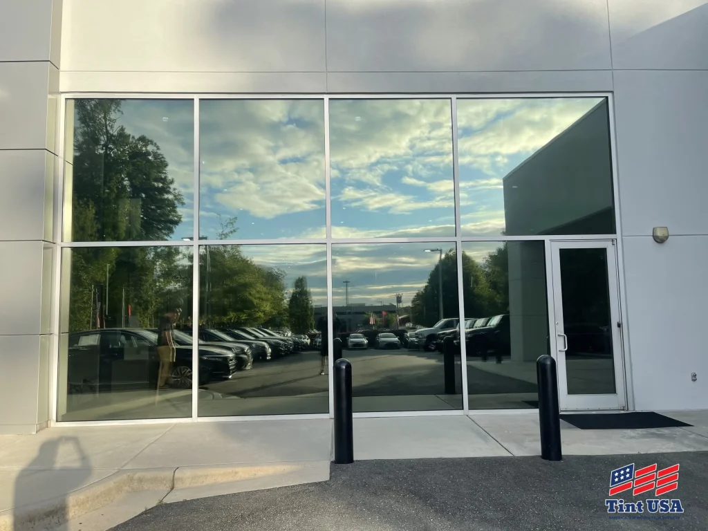 commercial window film installed on office entrance