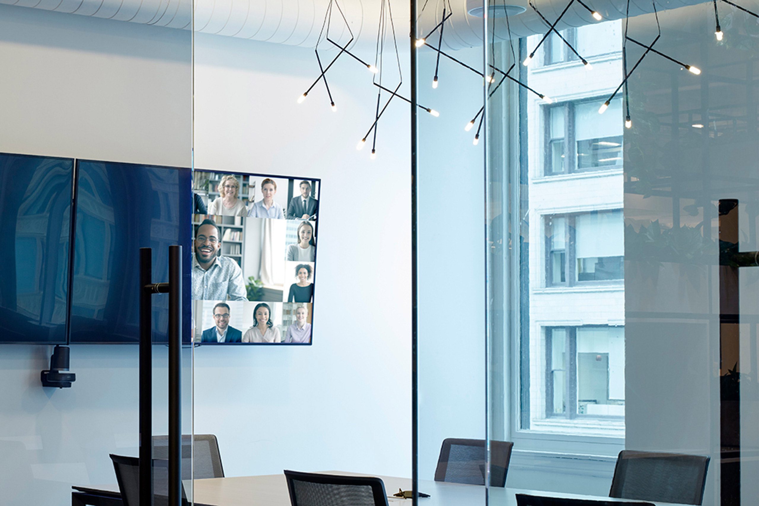 Cloaking film on conference room windows