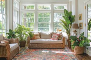 Sunroom with floor to ceiling windows and a lot of sunlight