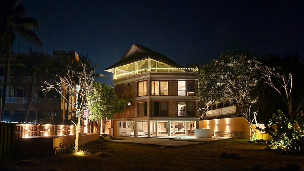 house at night with privacy window film