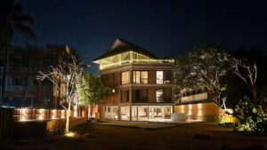 house at night with privacy window film
