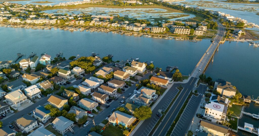 Aerial view of Wrightsville Beach, NC